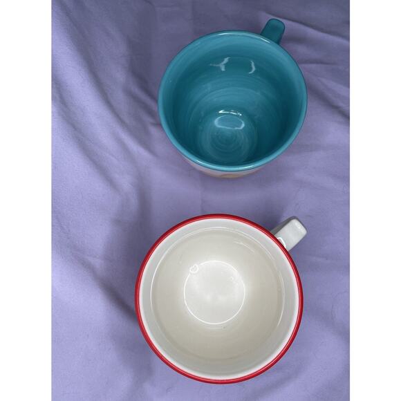 Pioneer Woman Coffee Cup Mugs 16 oz. FLEA MARKET Blue Turquoise Floral 2-Pc NEW - Picture 4 of 5